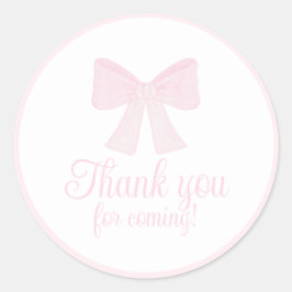 Preppy Pink Bow Grandmillennial Eerste Verjaardag Ronde Sticker