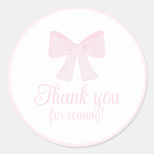 Preppy Pink Bow Grandmillennial Eerste Verjaardag Ronde Sticker (Voorkant)