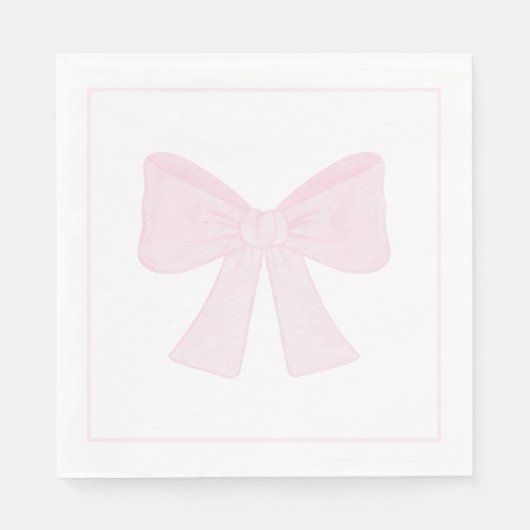 Preppy Pink Bow Grandmillennial Eerste Verjaardag Servet (Voorkant)