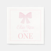 Preppy Pink Bow Grandmillennial Eerste Verjaardag Servet (Voorkant)