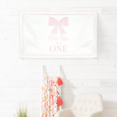 Preppy Pink Bow Grandmillennial Eerste Verjaardag Spandoek (Insitu)