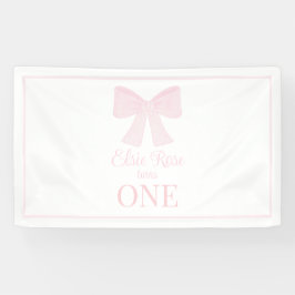 Preppy Pink Bow Grandmillennial Eerste Verjaardag Spandoek