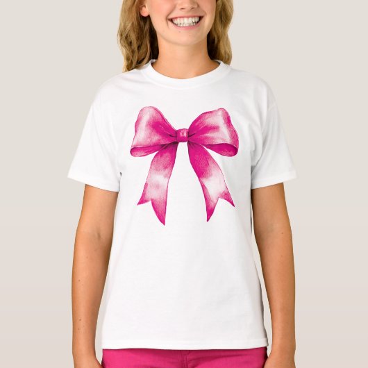 Preppy Pink Bow T-shirt (Voorkant)