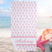 Preppy Pink Bow Trendy Summer Strandlaken