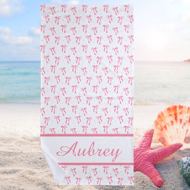 Preppy Pink Bow Trendy Summer Strandlaken