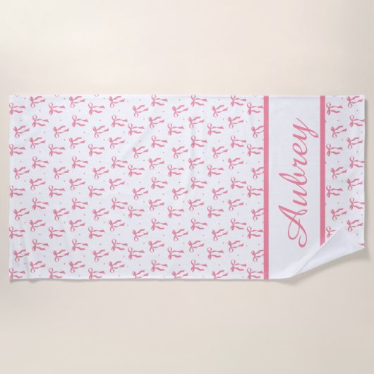 Preppy Pink Bow Trendy Summer Strandlaken (Voorkant)