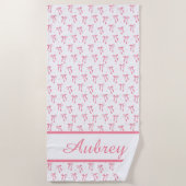 Preppy Pink Bow Trendy Summer Strandlaken (Voorkant)