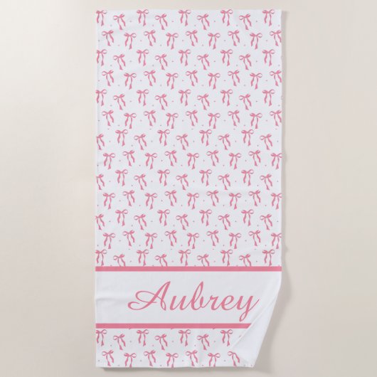 Preppy Pink Bow Trendy Summer Strandlaken (Voorkant)