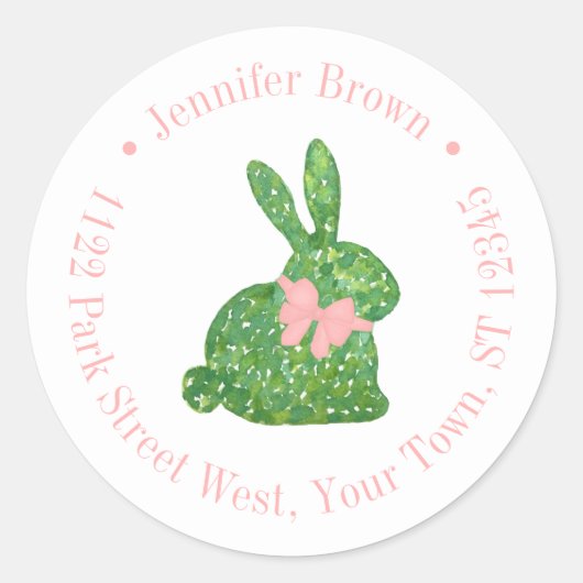 Preppy Pink Bunny Baby shower retouradres Ronde Sticker (Voorkant)