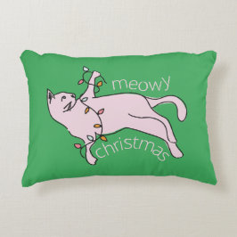 Preppy Pink Cat Holiday Accent Kussen