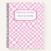 Preppy Pink Checker Compositie Notitieboek (Voorkant)