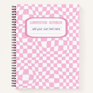 Preppy Pink Checker Compositie Notitieboek