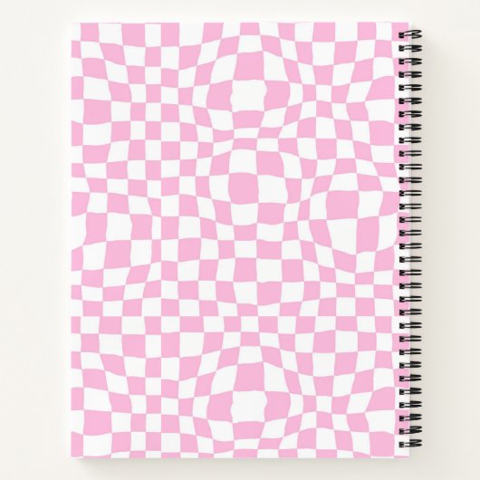 Preppy Pink Checker Compositie Notitieboek (Achterkant)