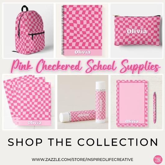 Preppy Pink Checkered Pencil Hoesje Etui