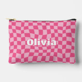 Preppy Pink Checkered Pencil Hoesje Etui (Voorkant)