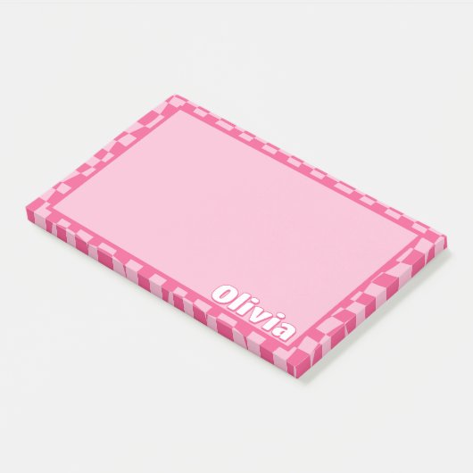 Preppy Pink Checkered Post-it® Notes (Schuin)