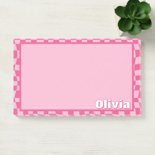 Preppy Pink Checkered Post-it® Notes (Kantoor)