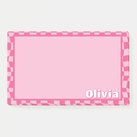 Preppy Pink Checkered Post-it® Notes (Voorkant)