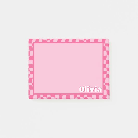 Preppy Pink Checkered Post-it® Notes (Voorkant)