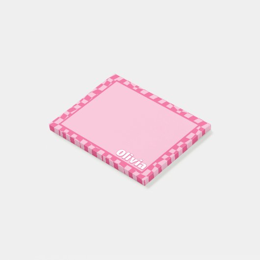 Preppy Pink Checkered Post-it® Notes (Schuin)