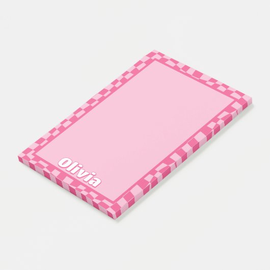 Preppy Pink Checkered Post-it® Notes (Schuin)