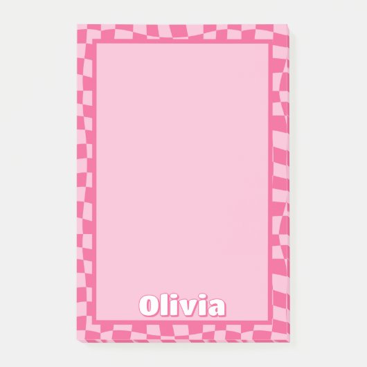 Preppy Pink Checkered Post-it® Notes (Voorkant)