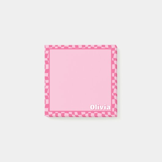 Preppy Pink Checkered Post-it® Notes (Voorkant)