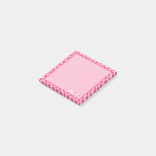 Preppy Pink Checkered Post-it® Notes (Schuin)