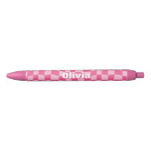 Preppy Pink Checkered Zwarte Inkt Pen (Voorkant)