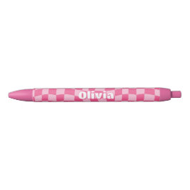 Preppy Pink Checkered Zwarte Inkt Pen