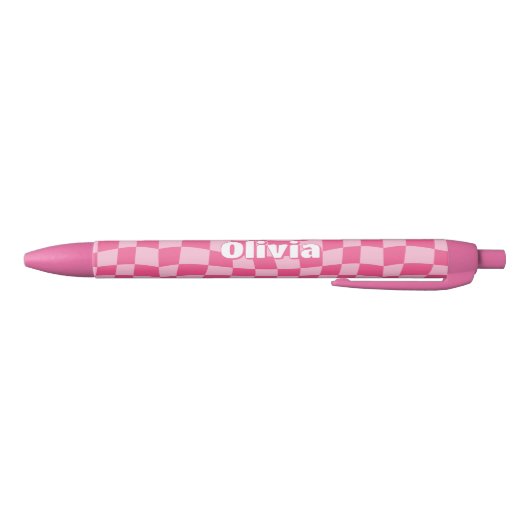 Preppy Pink Checkered Zwarte Inkt Pen (Bodem)