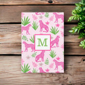 Preppy Pink Cheetah Monogram Bedankkaart