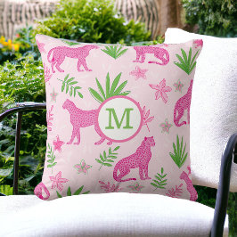 Preppy Pink Cheetah Monogram Kussen