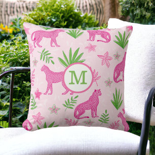 Preppy Pink Cheetah Monogram Kussen