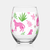 Preppy Pink Cheetah Wijnglas Zonder Voet (Voorkant)