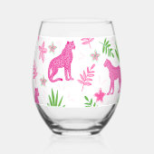 Preppy Pink Cheetah Wijnglas Zonder Voet (Links)
