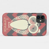 Preppy Pink Chevron Hoot Owl Aanpassen Case-Mate iPhone Case (Achterkant (horizontaal))