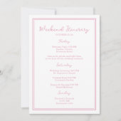 Preppy Pink Chic Wedding Weekend Itinerary Card Kaart (Voorkant)
