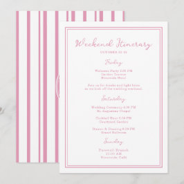 Preppy Pink Chic Wedding Weekend Itinerary Card Kaart