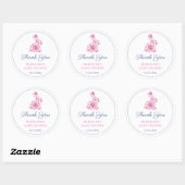 Preppy Pink Chinoiserie Bunny Baby Shower Favor Ronde Sticker (Vel)