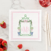 Preppy Pink Chinoiserie Pagoda Monogram Servet (Insitu)