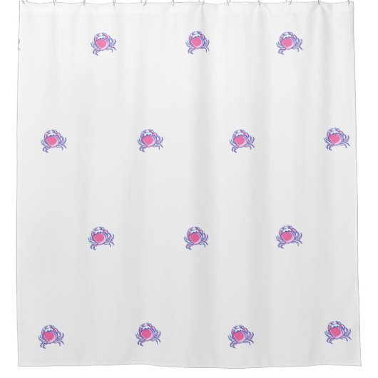 Preppy Pink Crab Douchegordijn (Voorkant)