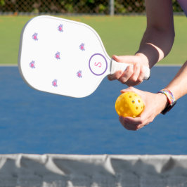 Preppy Pink Crab Monogram Pickleball Paddle