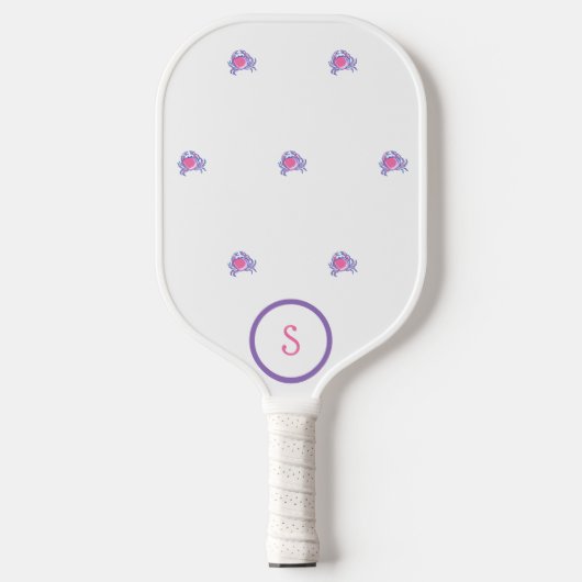 Preppy Pink Crab Monogram Pickleball Paddle (Voorkant)