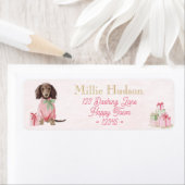 Preppy Pink Dachshund Christmas Address Labels (Insitu)