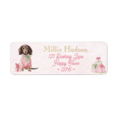 Preppy Pink Dachshund Christmas Address Labels (Voorkant)