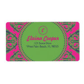 Preppy Pink Damask Etiket (Voorkant)