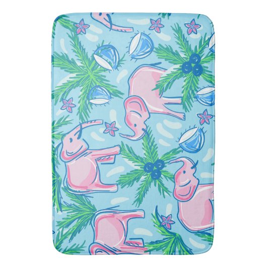Preppy Pink Elephant Badmat (Voorkant Verticaal)