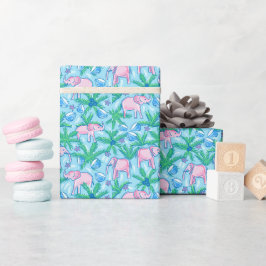 Preppy Pink Elephant Cadeaupapier