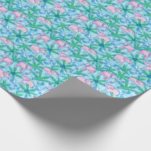 Preppy Pink Elephant Cadeaupapier (Hoek)